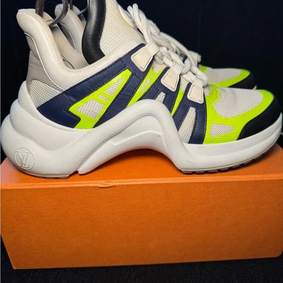 Louis Vuitton Neon Green and White Sneakers - Picture 5 of 9